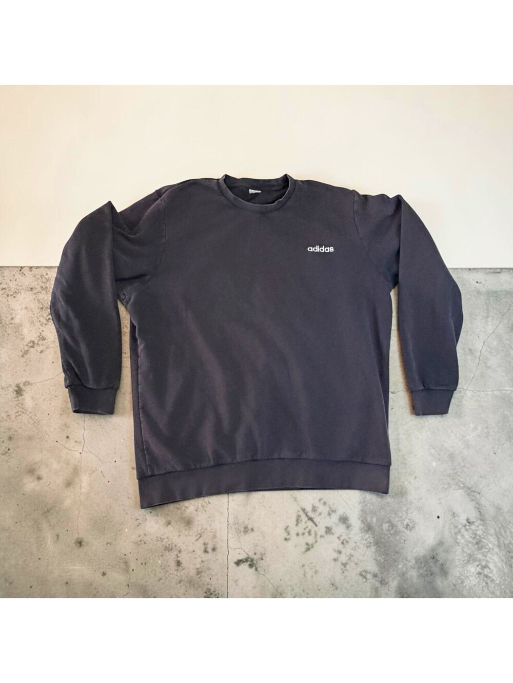 adidas Men's Black Crew Neck Pullover Sweatshirt Long Sleeve Logo Size L